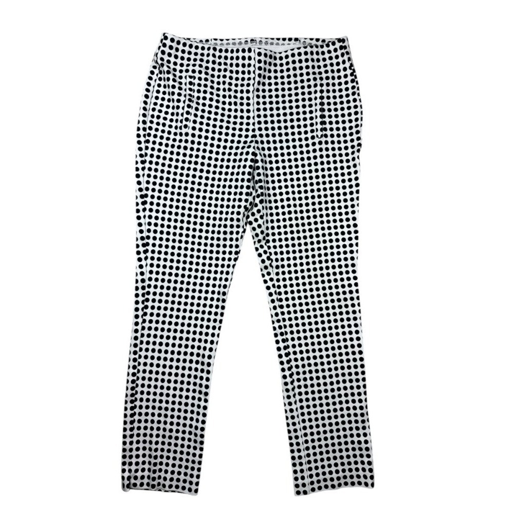 Chico's Polka Dot Ankle Pants Size 0 Small Black White Pull On Stretch Ankle 0